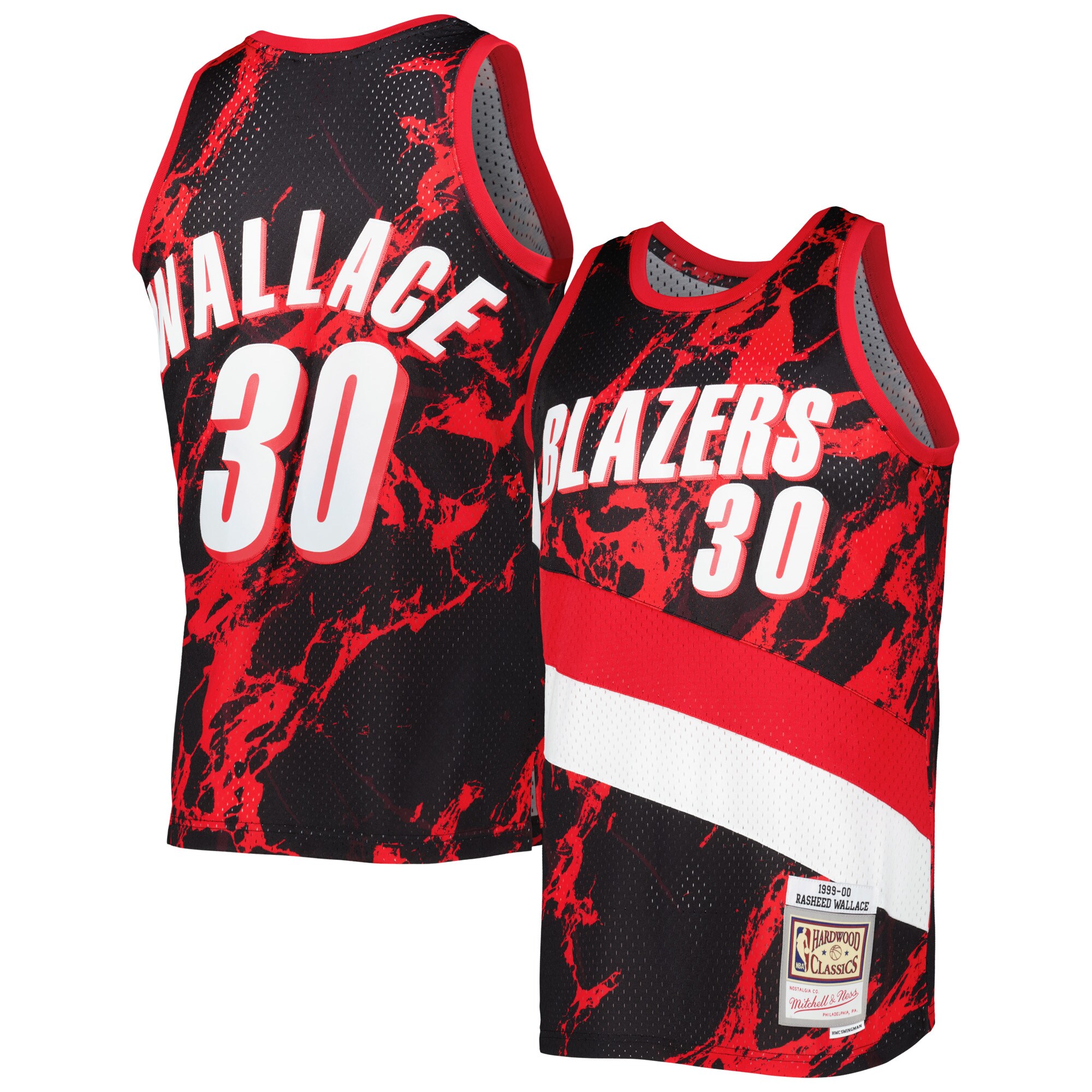 Rasheed Wallace Portland Trail Blazers Mitchell & Ness 1999\/00 Hardwood Classics Marble Swingman Jersey - Black