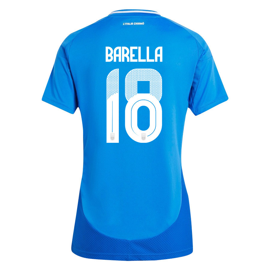 Nicolo Barella 18 Italy National Team 2024/25 Home Women Jersey - Blue