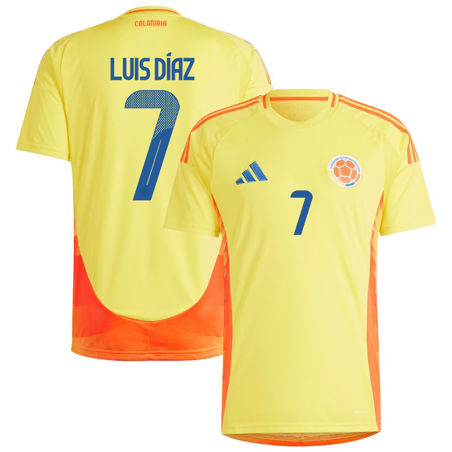 Luis Díaz 7 Colombia National Team 2024/25 Home Men Jersey - Yellow