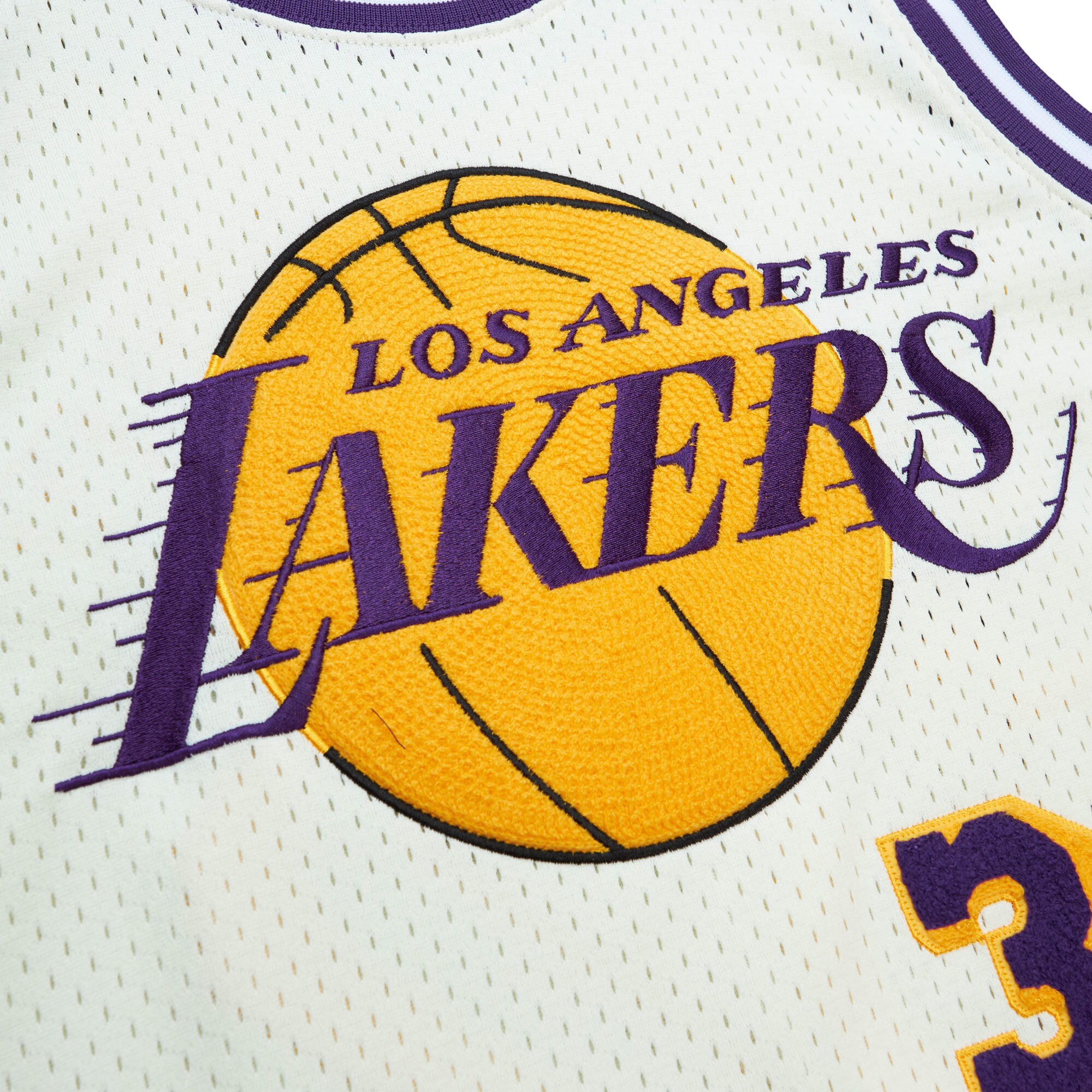 Magic Johnson Los Angeles Lakers Mitchell & Ness Chainstitch Swingman Jersey - Cream