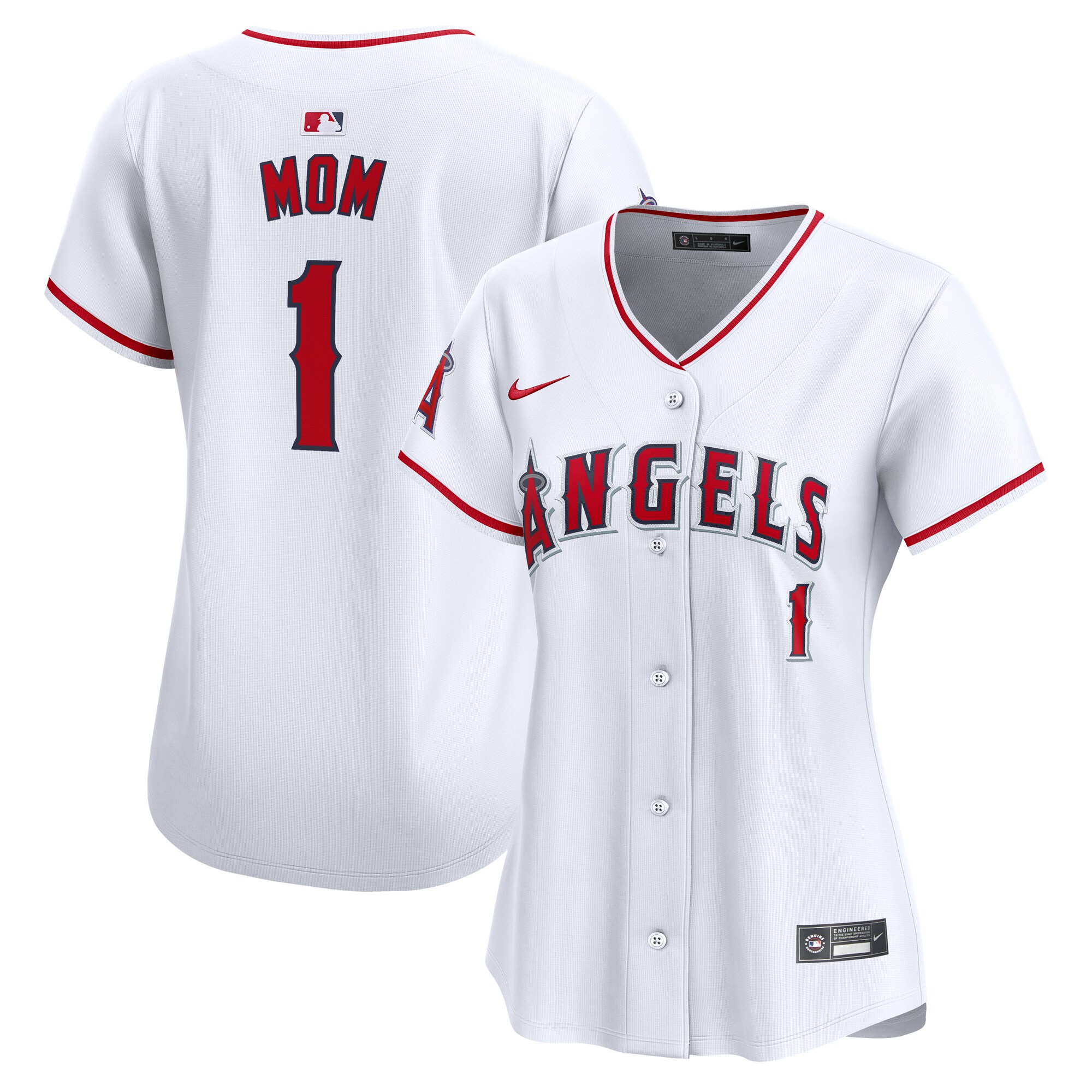 Los Angeles Angels  Women's #1 Mom Home Limited Jersey - White