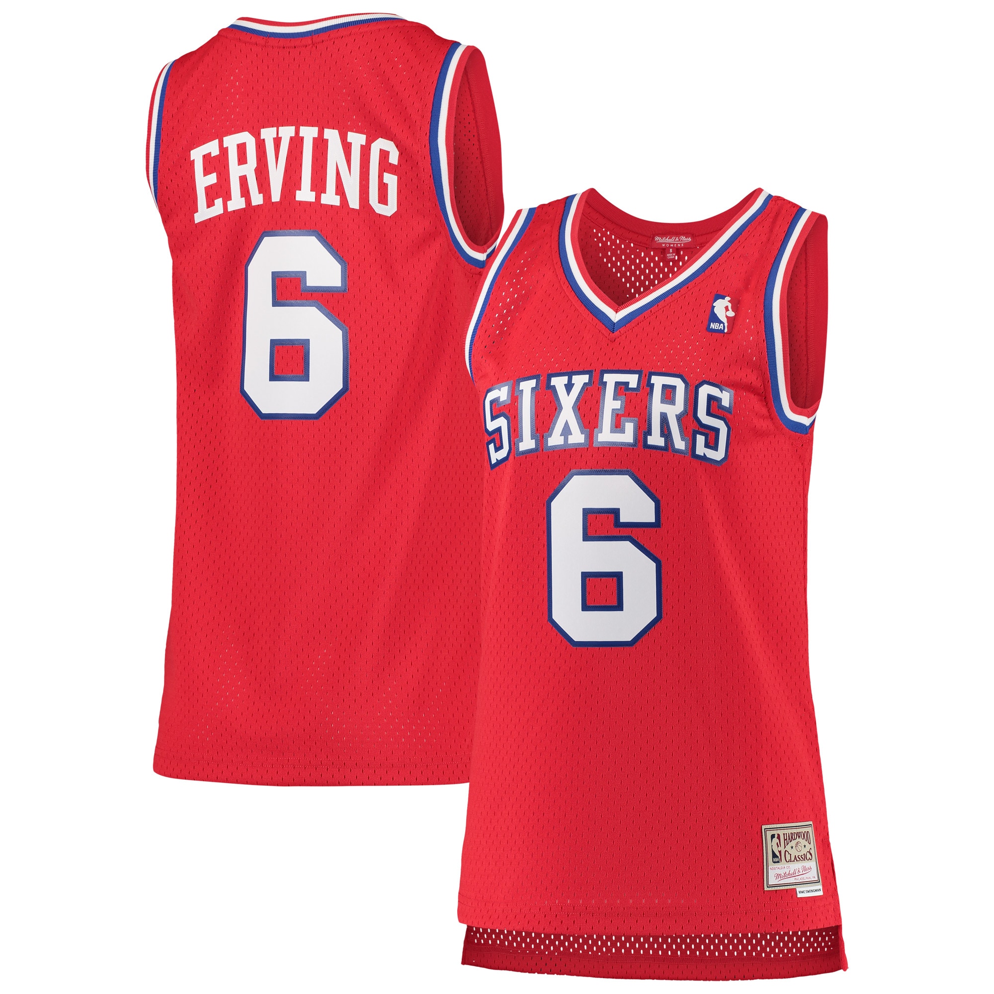 Julius Erving Philadelphia 76ers Mitchell & Ness Women's 1982\/83 Hardwood Classics Swingman Jersey - Red