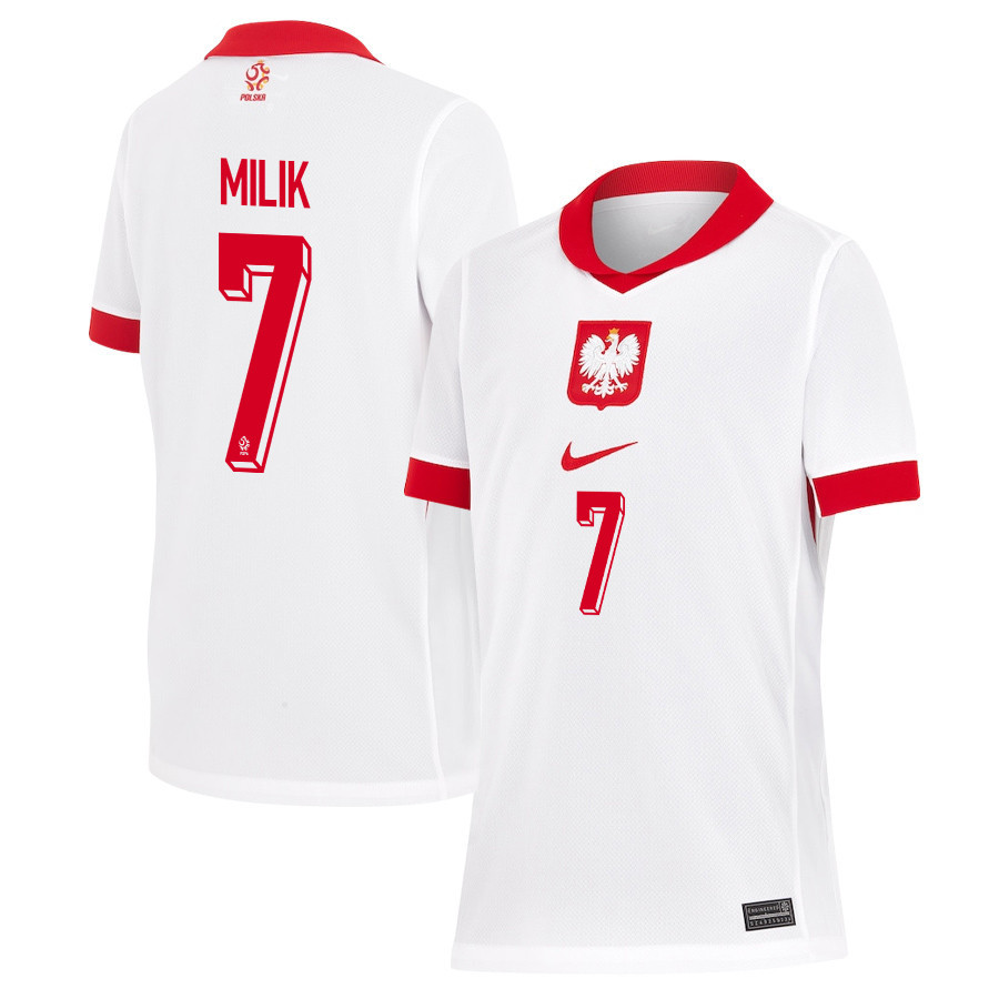 Arkadiusz Milik 7 Poland National Team 2024/25 Home YOUTH Jersey - White