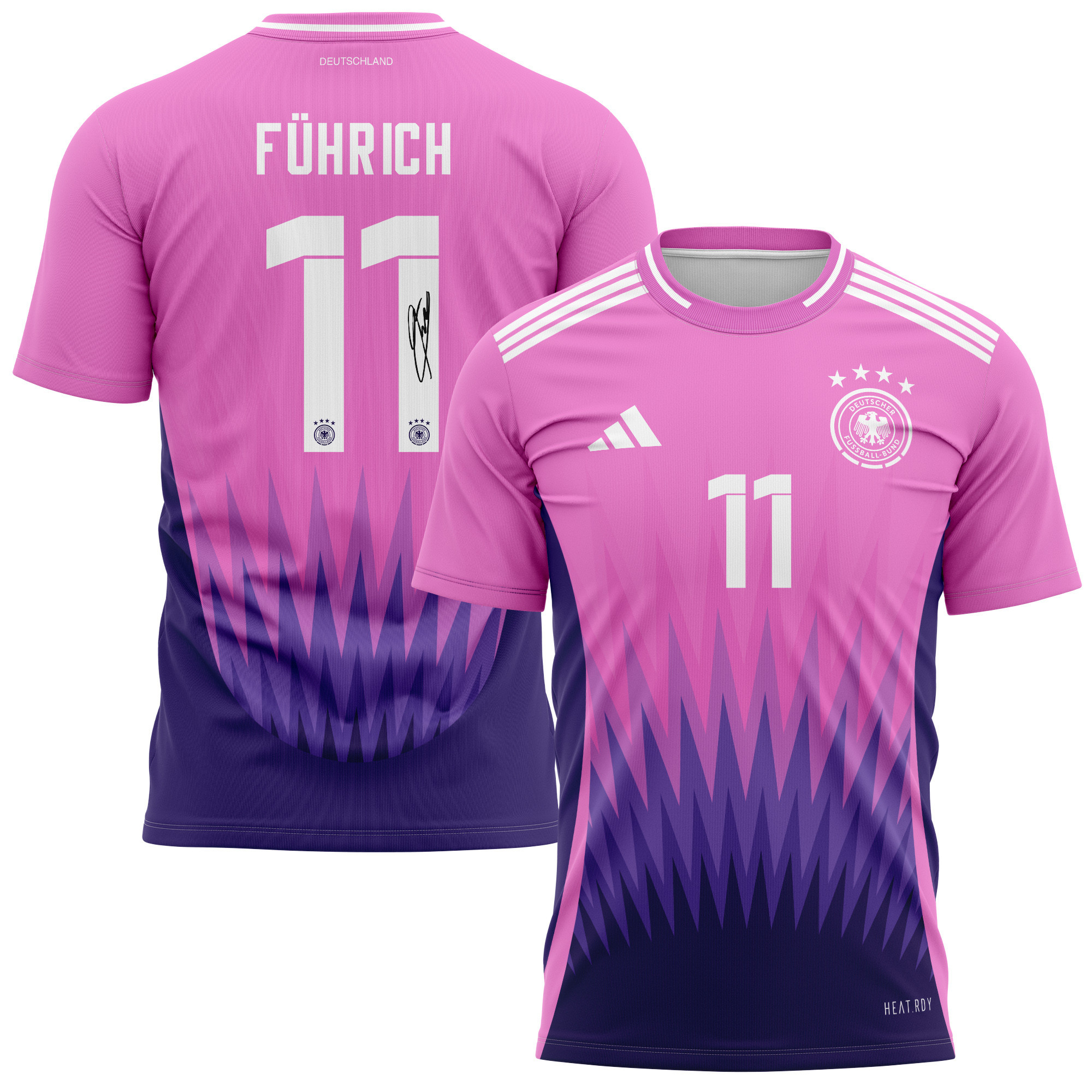 Chris Führich 11 Signed Germany National Team 2024 Away Kits AOP T-shirt Autographed- Purple