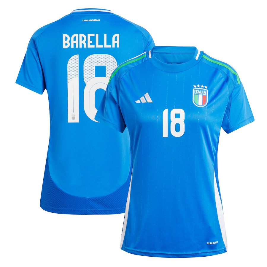 Nicolo Barella 18 Italy National Team 2024 Home Women Jersey - Blue