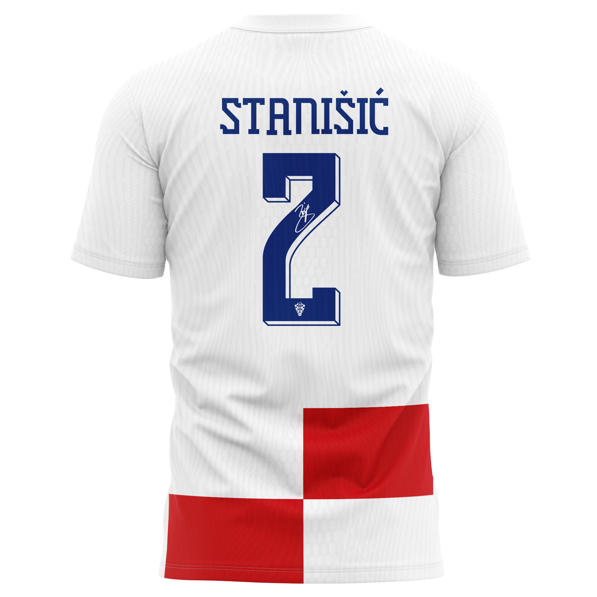 Josip Stanišić 2 Signed Croatia National Team 2024/25 Home Kits AOP T-shirt Autographed - White