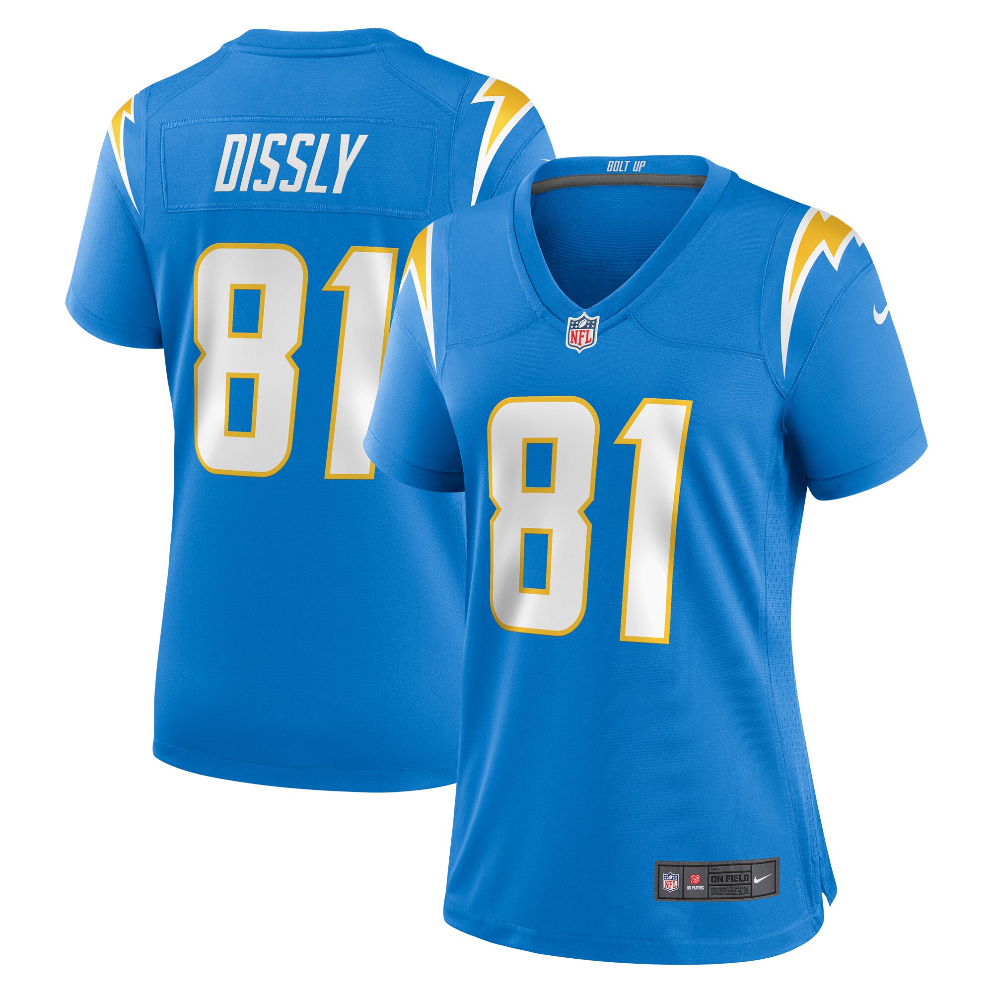 Will Dissly Los Angeles Chargers  Women's  Game Jersey -  Powder Blue