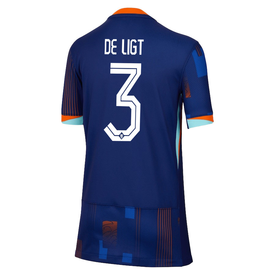 Matthijs De Ligt 3 Netherlands National Team 2024/25 Away YOUTH Jersey - Navy