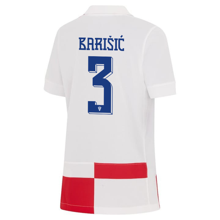 Borna Barišić 3 Croatia National Team 2024 Home YOUTH Jersey - White