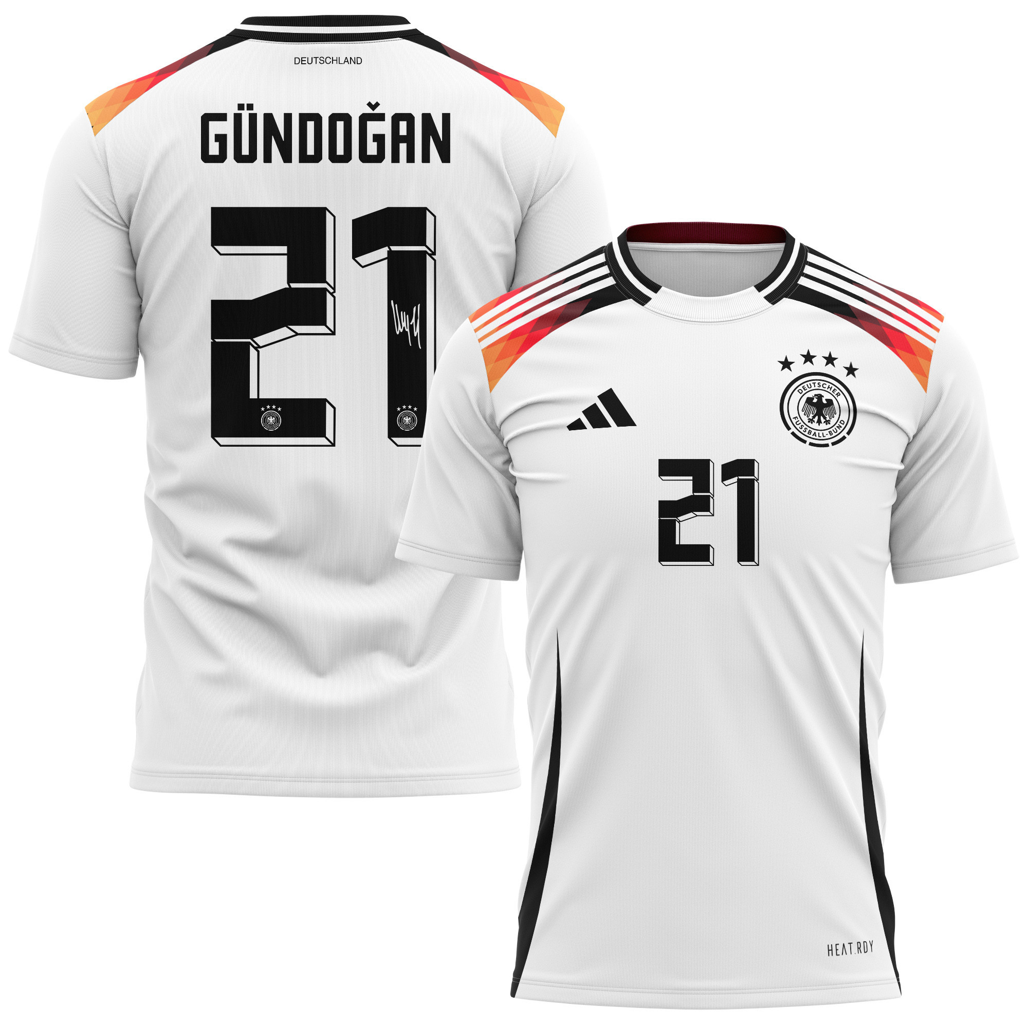 İlkay Gündoğan 21 Signed Germany National Team 2024 Home Kits AOP T-shirt Autographed- White