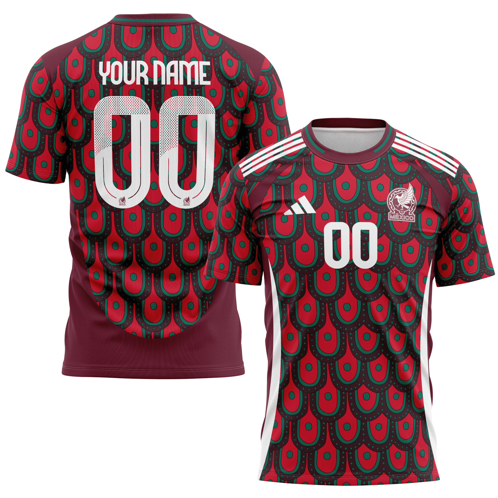 Mexico National Team 2024 Home Kits Custom AOP T-shirt - Burgundy