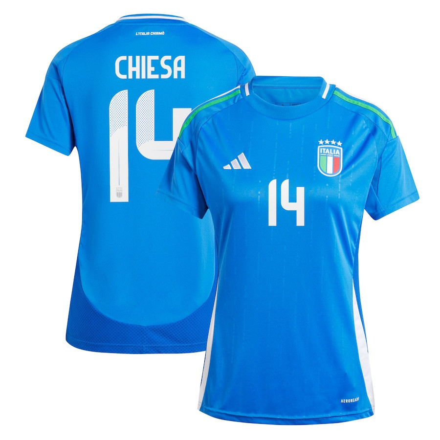 Federico Chiesa 14 Italy National Team 2024 Home Women Jersey - Blue