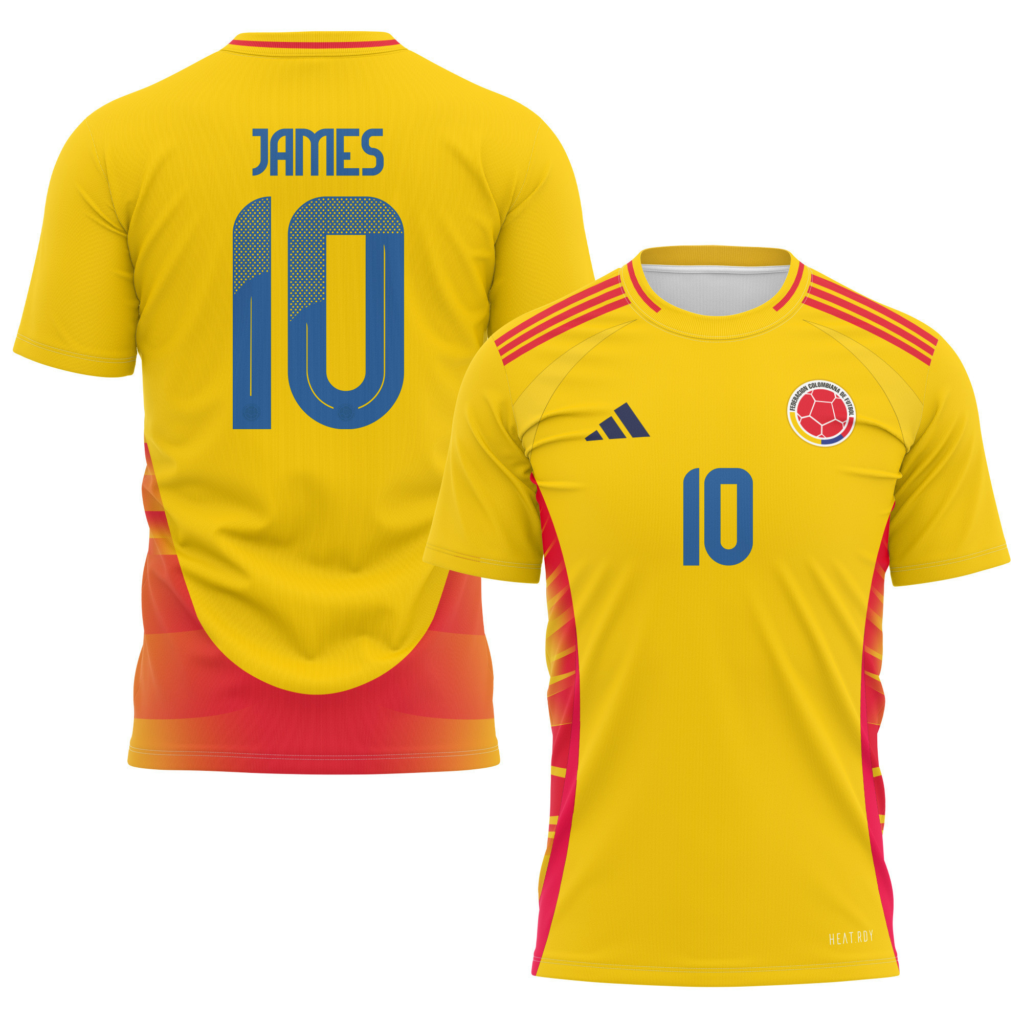 James Rodríguez 10 Colombia National Team 2024 Home Kits AOP T-shirt - Yellow
