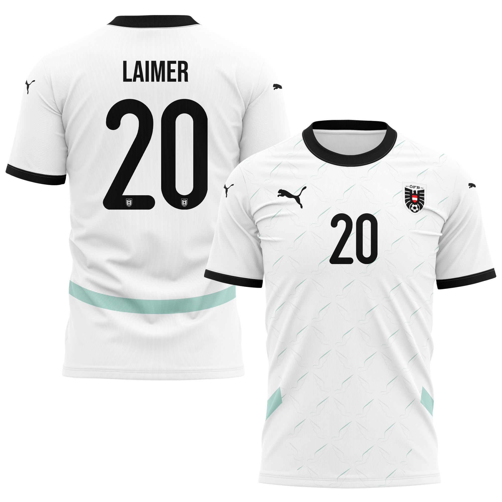 Konrad Laimer 20 Austria National Team 2024/25 Away Kits AOP T-shirt - White
