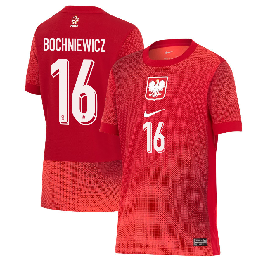 Paweł Bochniewicz 16 Poland National Team 2024/25 Away YOUTH Jersey - Red