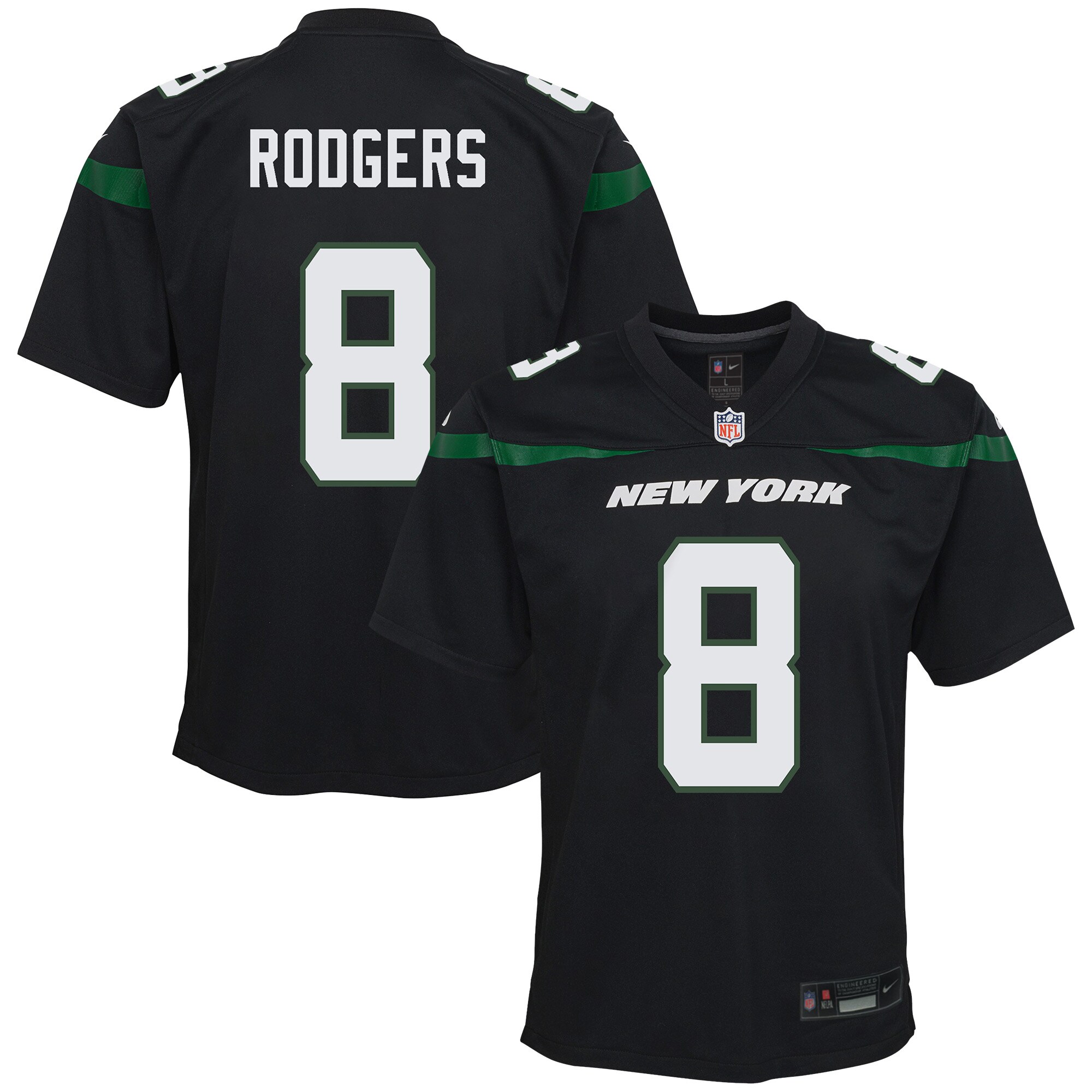 Aaron Rodgers New York Jets  Youth Game Jersey - Black