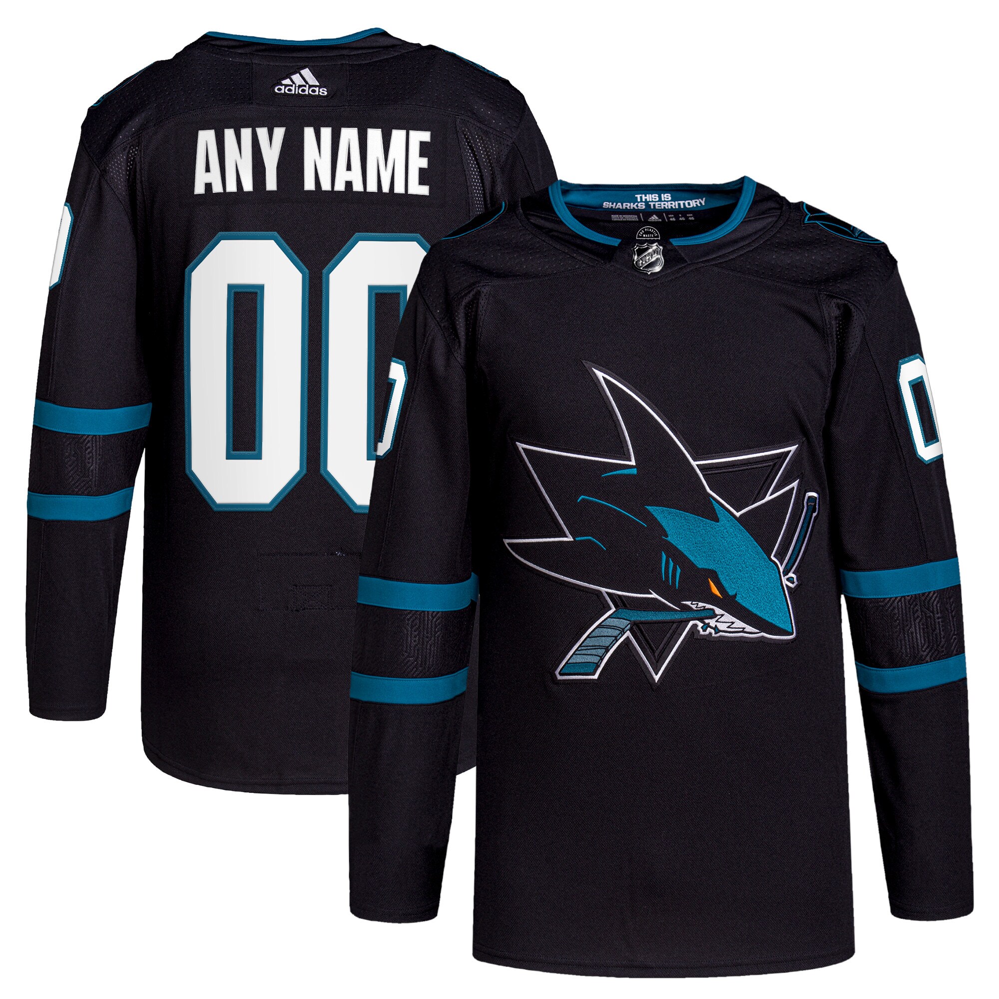 San Jose Sharks adidas  Alternate  Primegreen Authentic Custom Jersey - Black