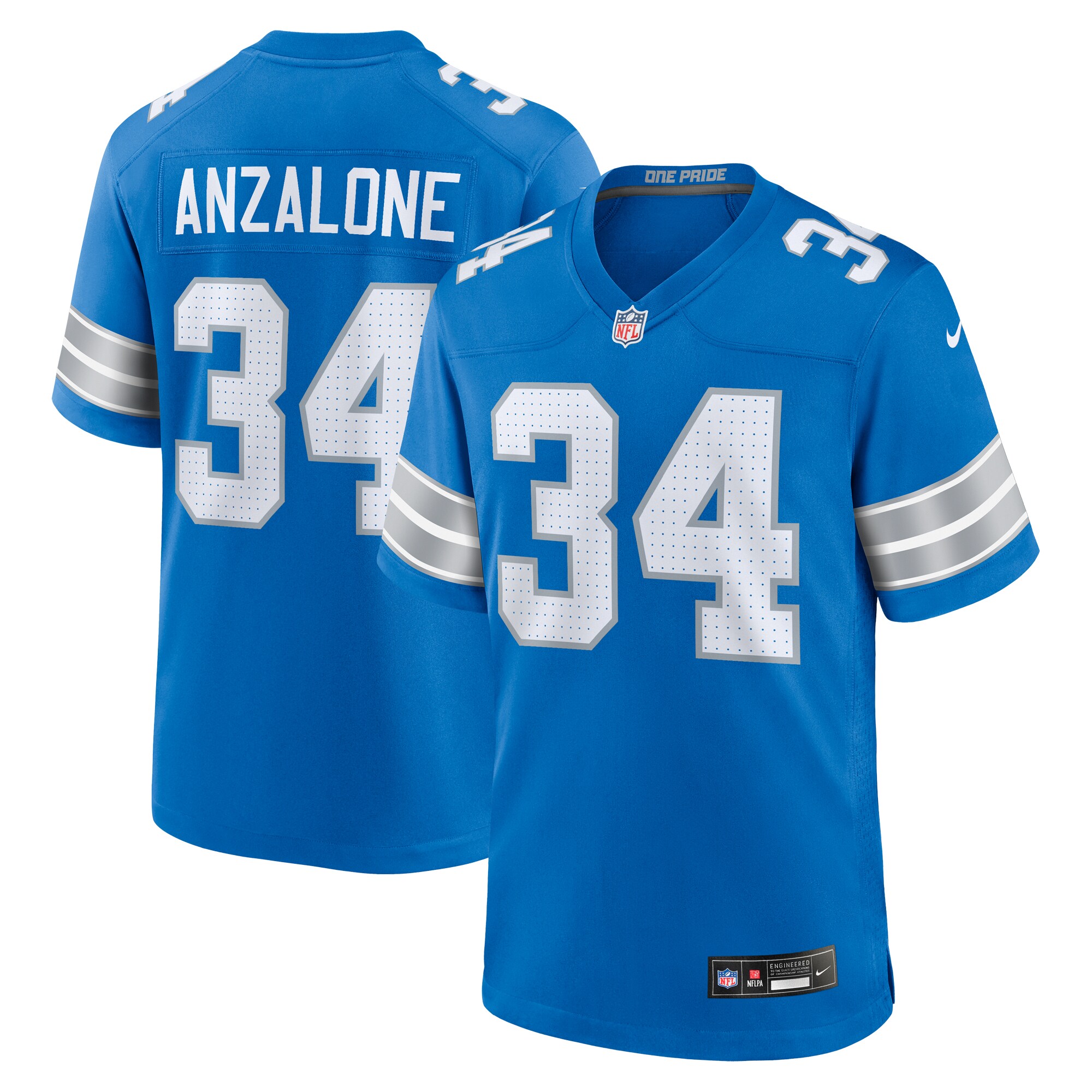 Alex Anzalone Detroit Lions  Game Jersey - Blue