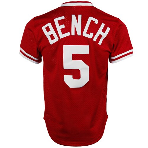 Johnny Bench Cincinnati Reds Mitchell & Ness 1983 Authentic Cooperstown Collection Mesh Batting Practice Jersey - Red