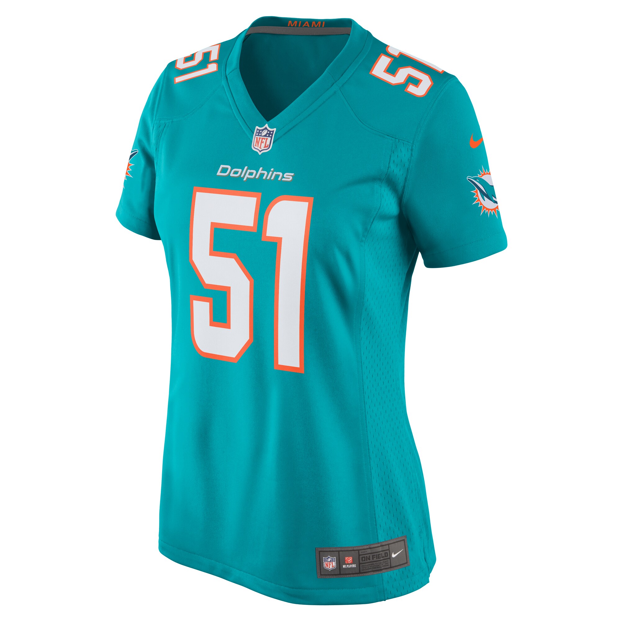 David Long Jr. Miami Dolphins  Women's Game Jersey - Aqua