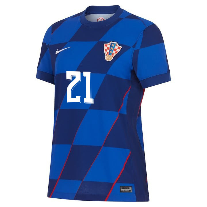 Domagoj Vida 21 Croatia National Team 2024 Away WOMEN Jersey - Blue