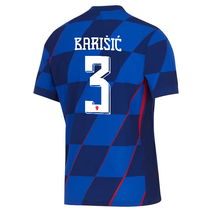 Borna Barišić 3 Croatia National Team 2024 Away Men Jersey - Blue