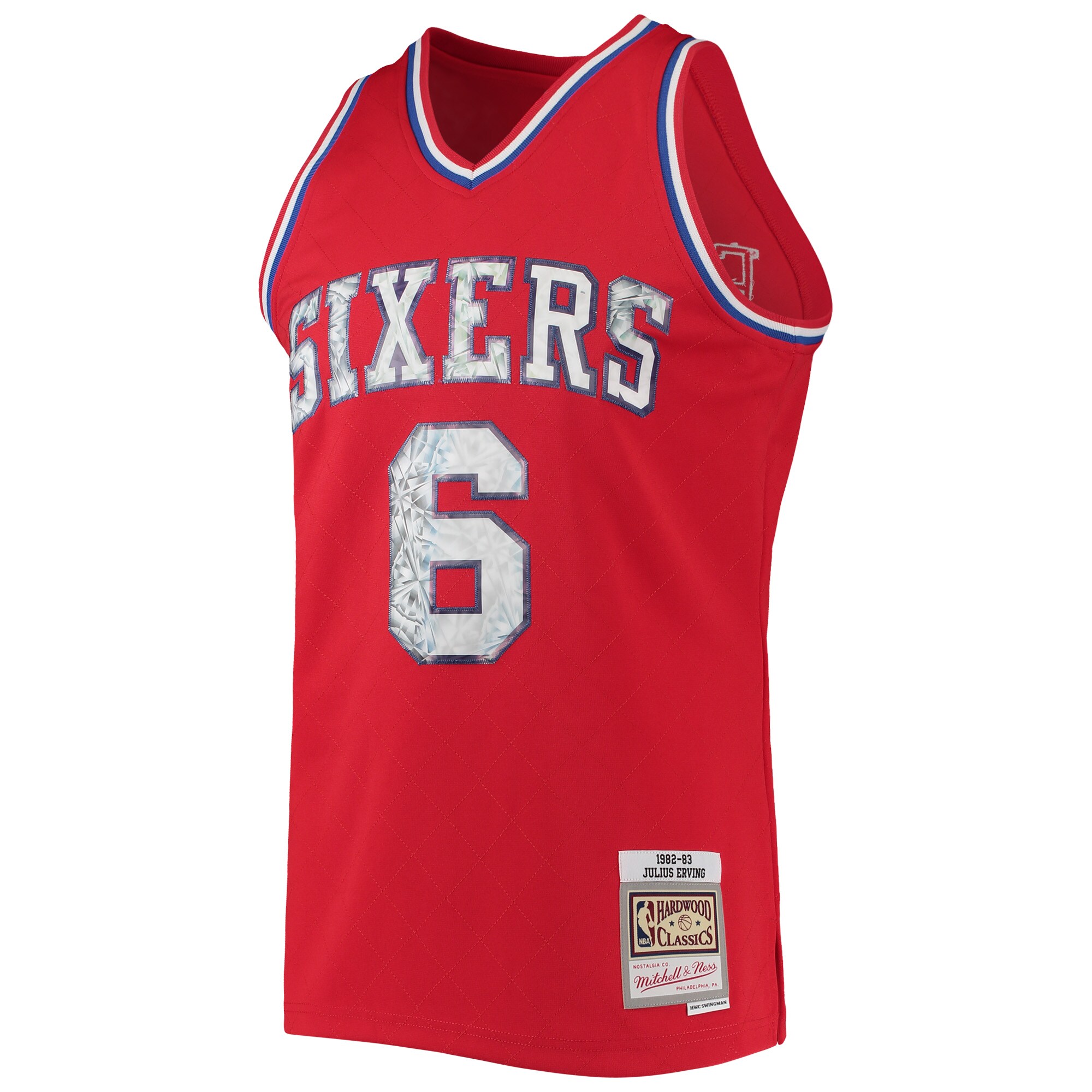 Julius Erving Philadelphia 76ers Mitchell & Ness 1982\/83 Hardwood Classics NBA 75th Anniversary Diamond Swingman Jersey - Red