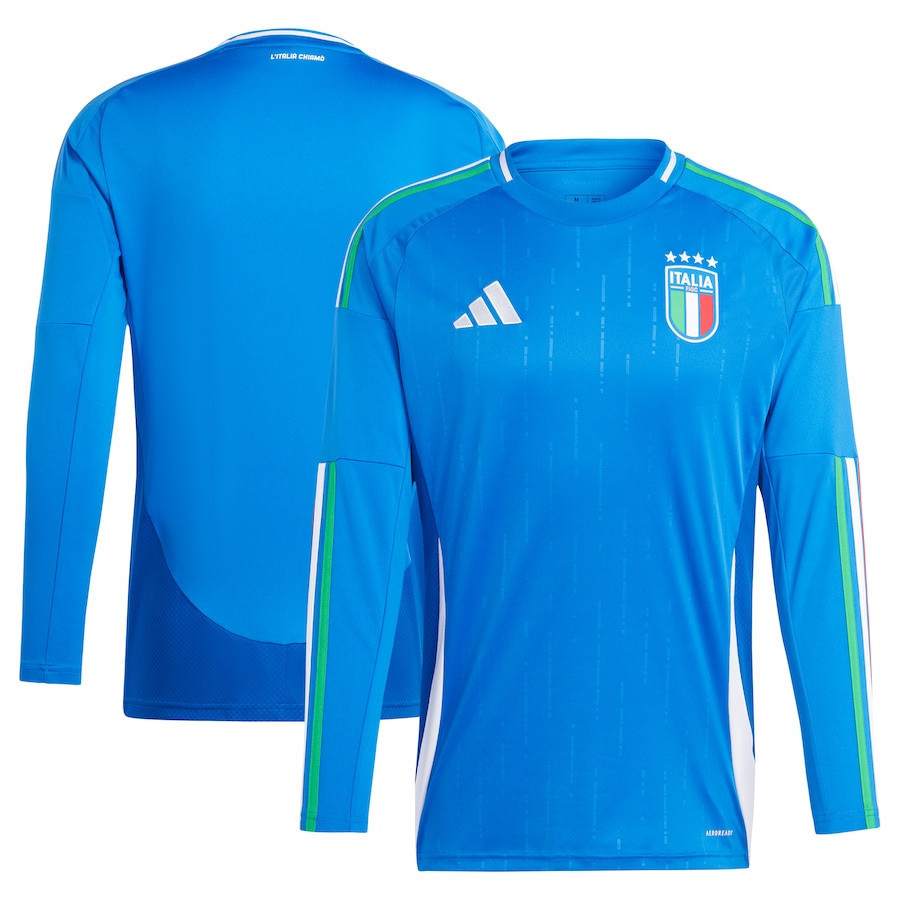 Italy National Team 2024 Home Long Sleeve Men Jersey - Blue