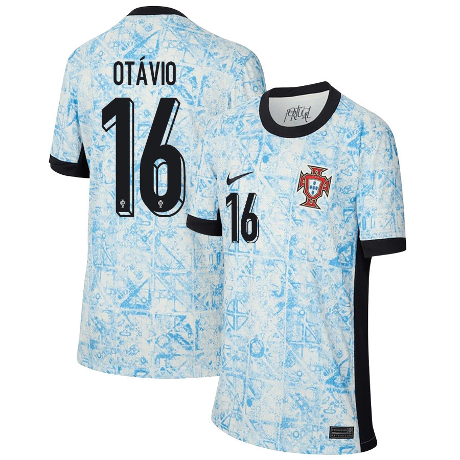 Otávio 16 Portugal National Team 2024/25 Away YOUTH Jersey - Cream/Blue
