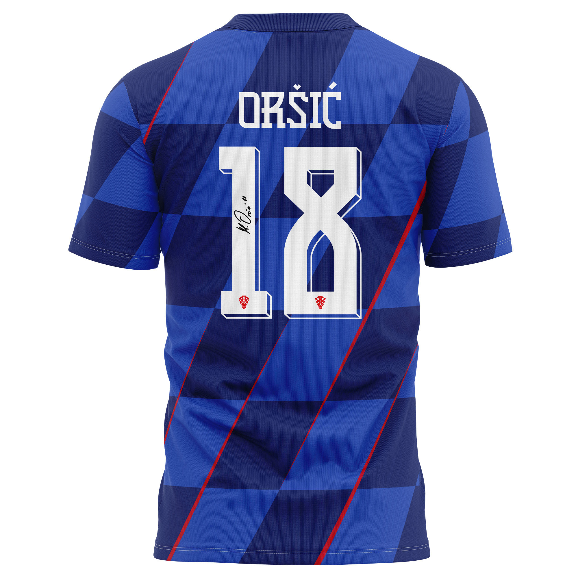 Mislav Oršić 18 Signed Croatia National Team 2024/25 Away Kits AOP T-shirt Autographed - Navy