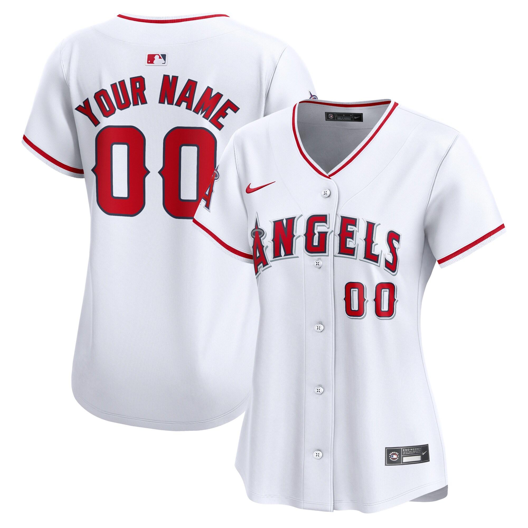 Los Angeles Angels  Women's Home Limited Custom Jersey - White