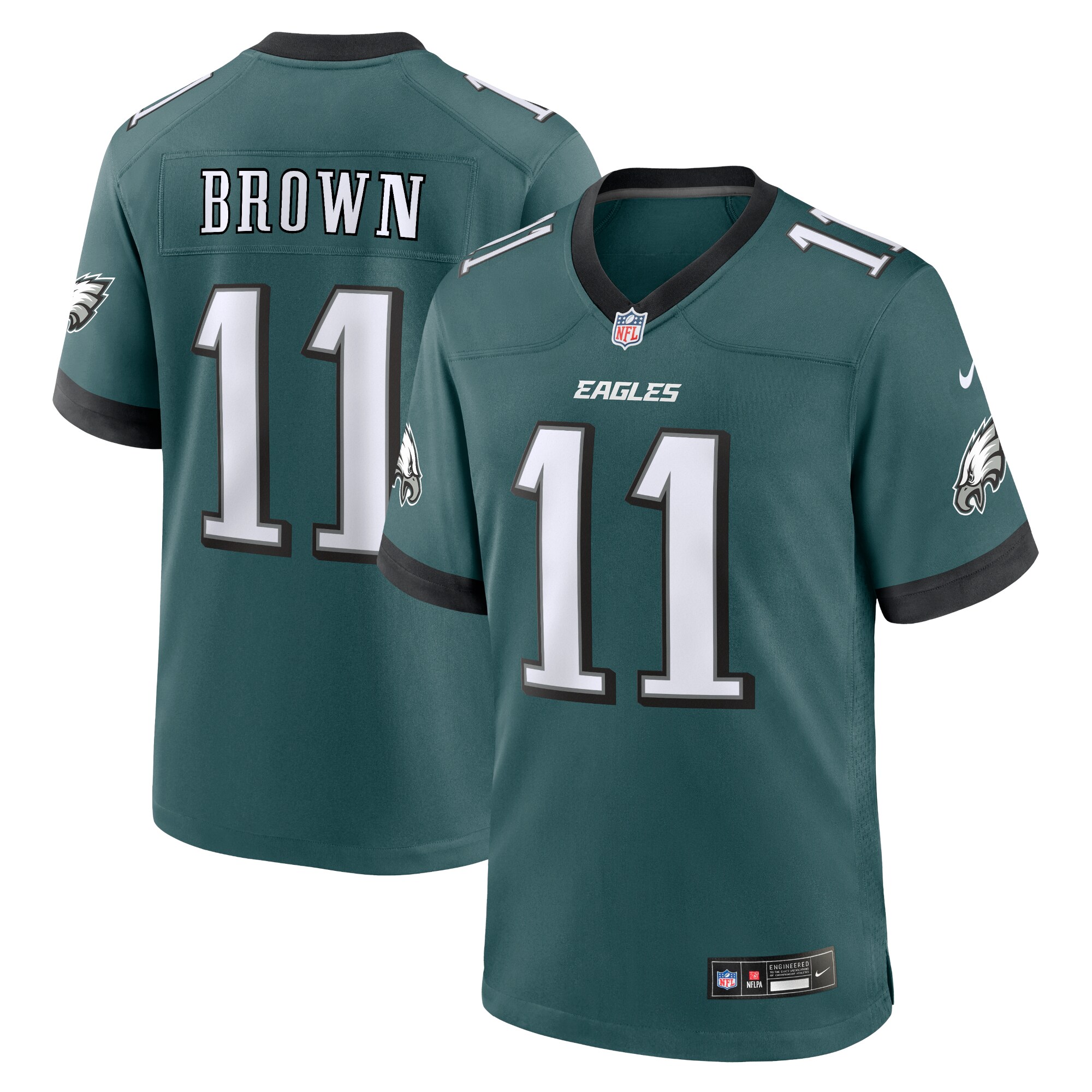 A.J. Brown Philadelphia Eagles  Team Game Jersey - Midnight Green