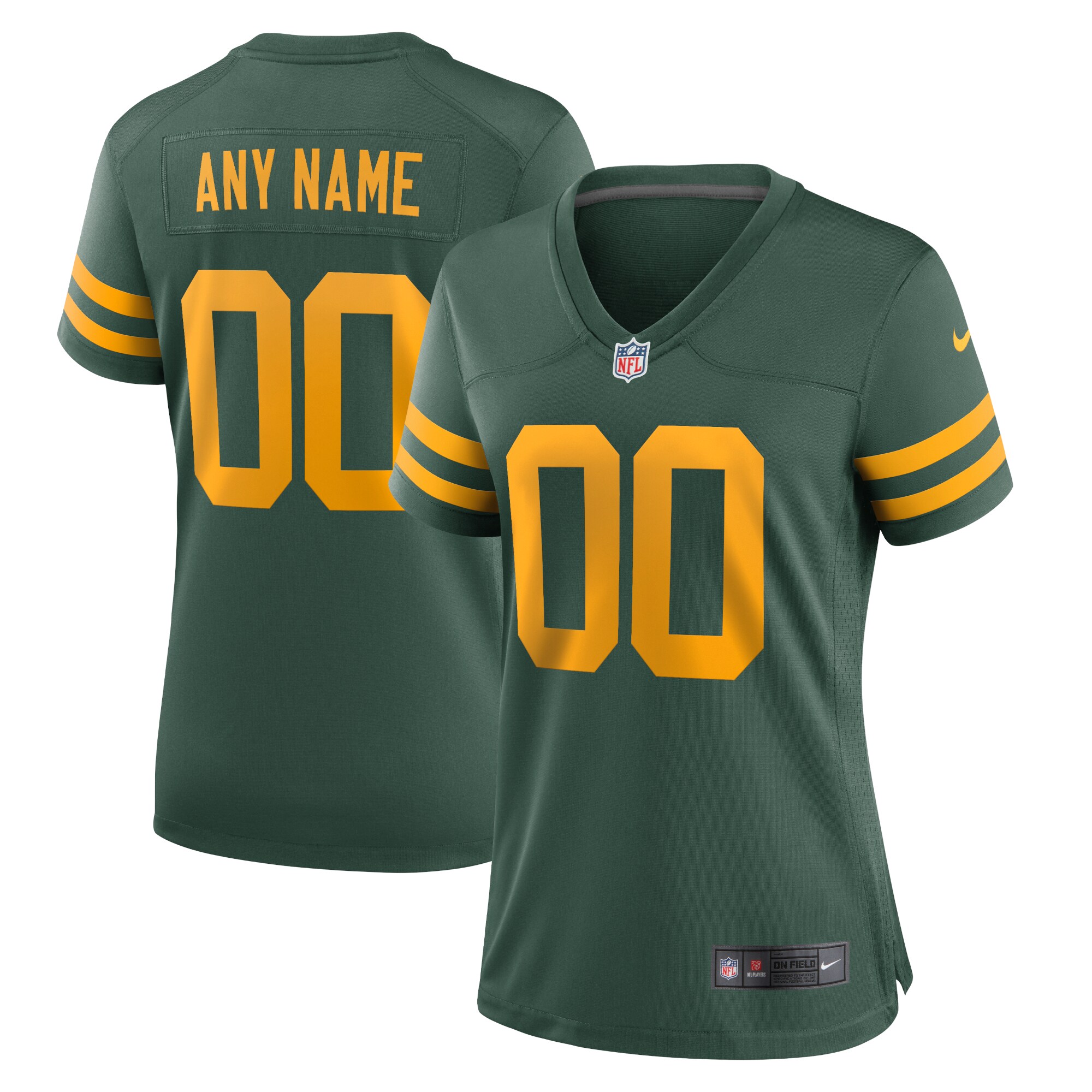 Green Bay Packers  Women's Alternate Custom Jersey - Green