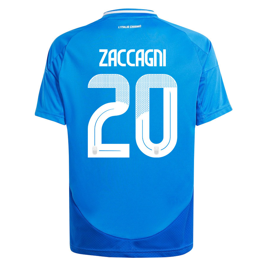 Mattia Zaccagni 20 Italy National Team 2024/25 Home YOUTH Jersey - Blue
