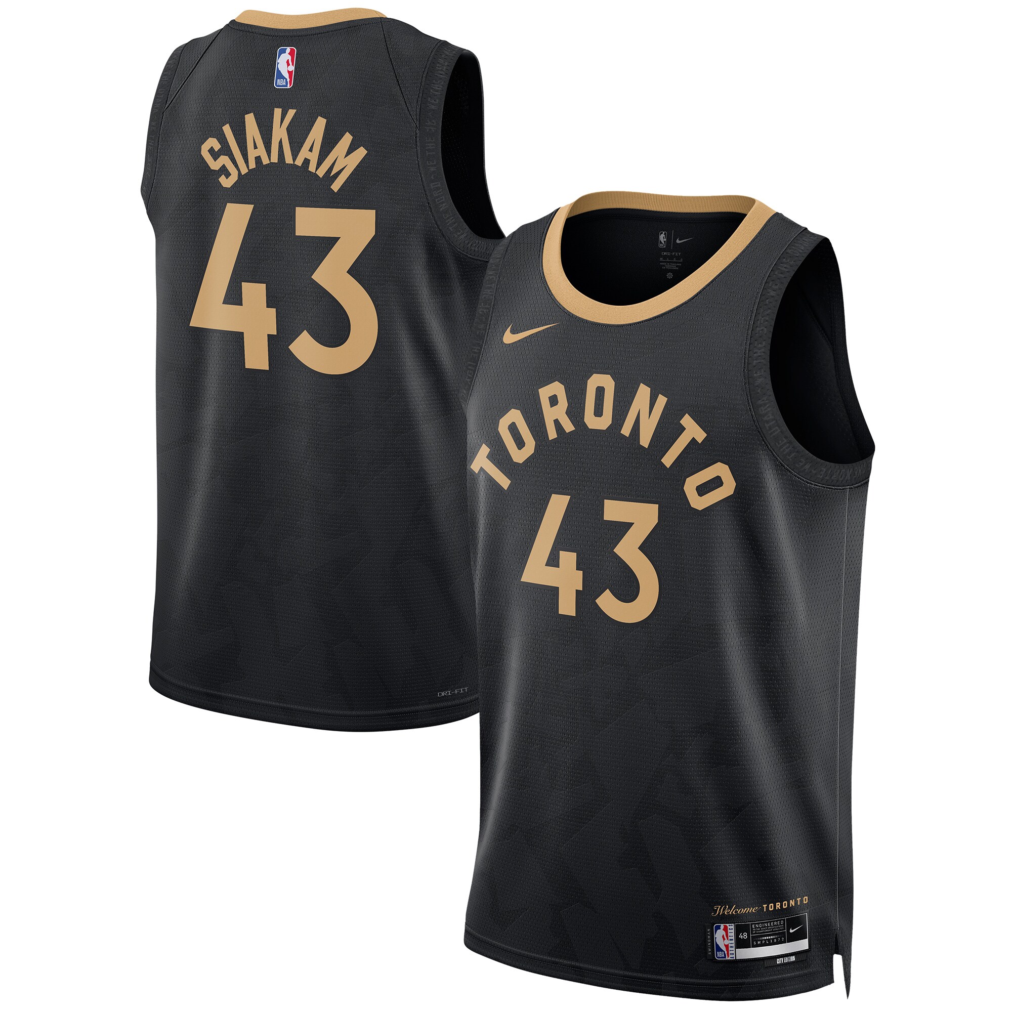 Pascal Siakam Toronto Raptors  Unisex 2022\/23 Swingman Jersey - City Edition - Black