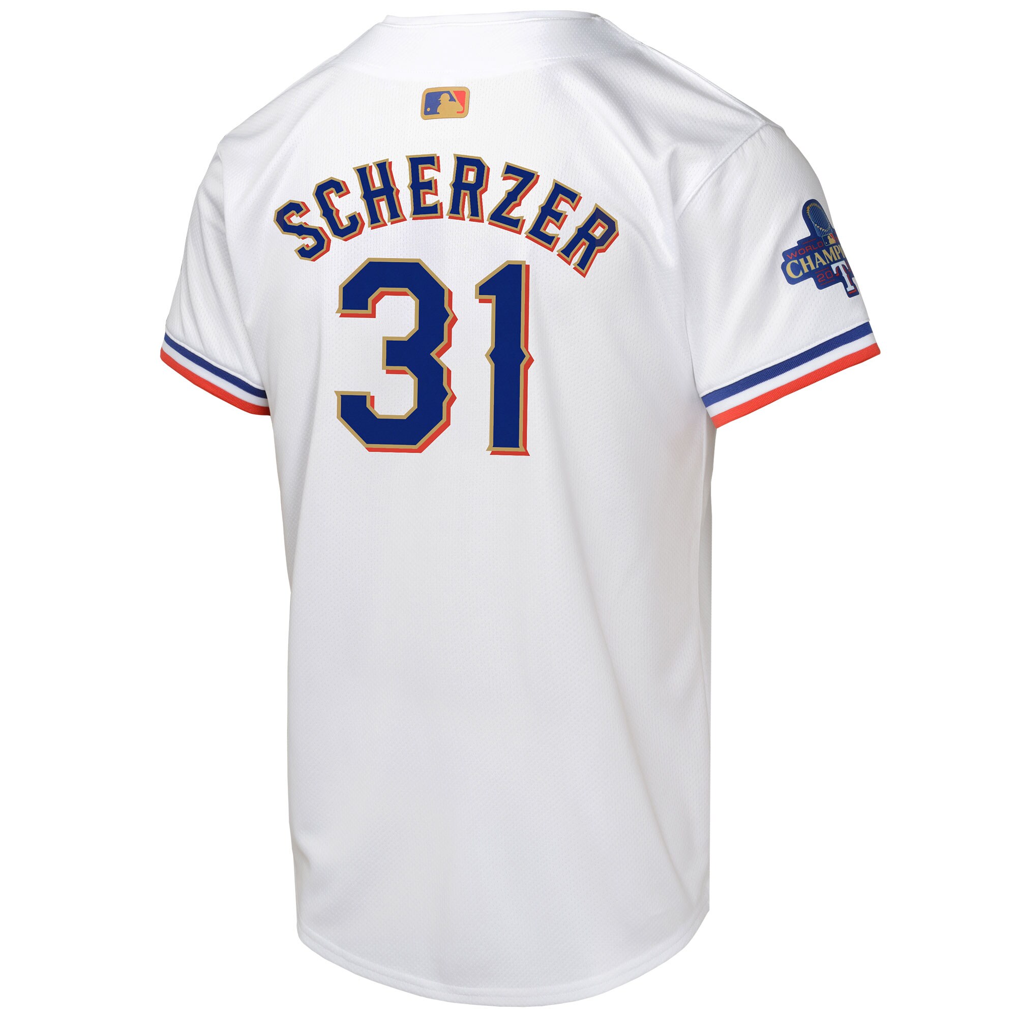Max Scherzer Texas Rangers  Youth 2024 Gold Collection Limited Player Jersey\u00c2\u00a0\u00e2\u20ac\u201c White