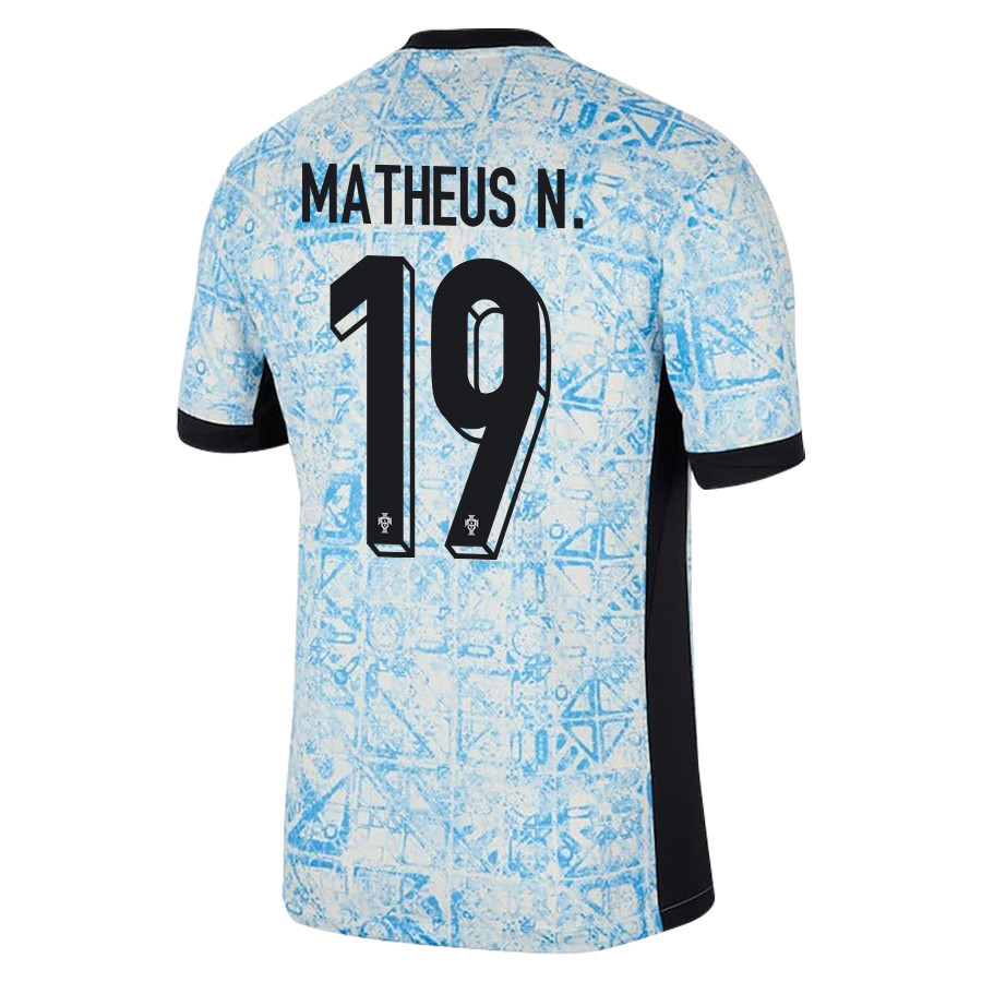 Matheus Nunes 19 Portugal National Team 2024/25 Away Men Jersey - Cream/Blue