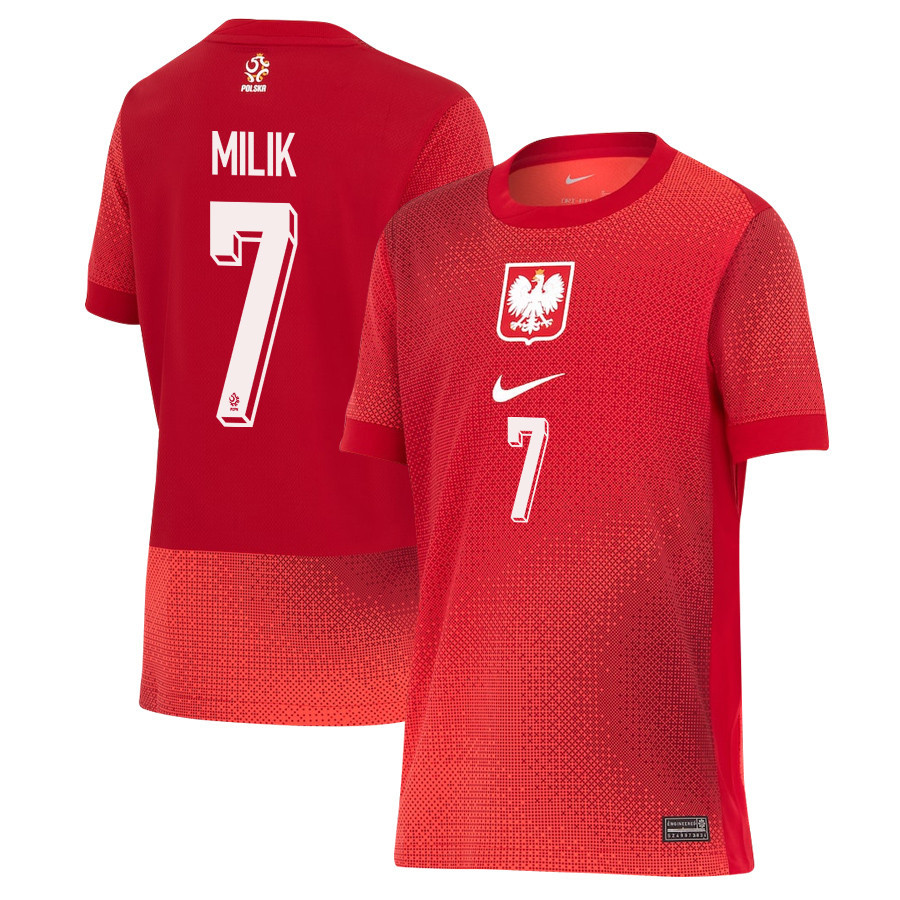 Arkadiusz Milik 7 Poland National Team 2024/25 Away YOUTH Jersey - Red