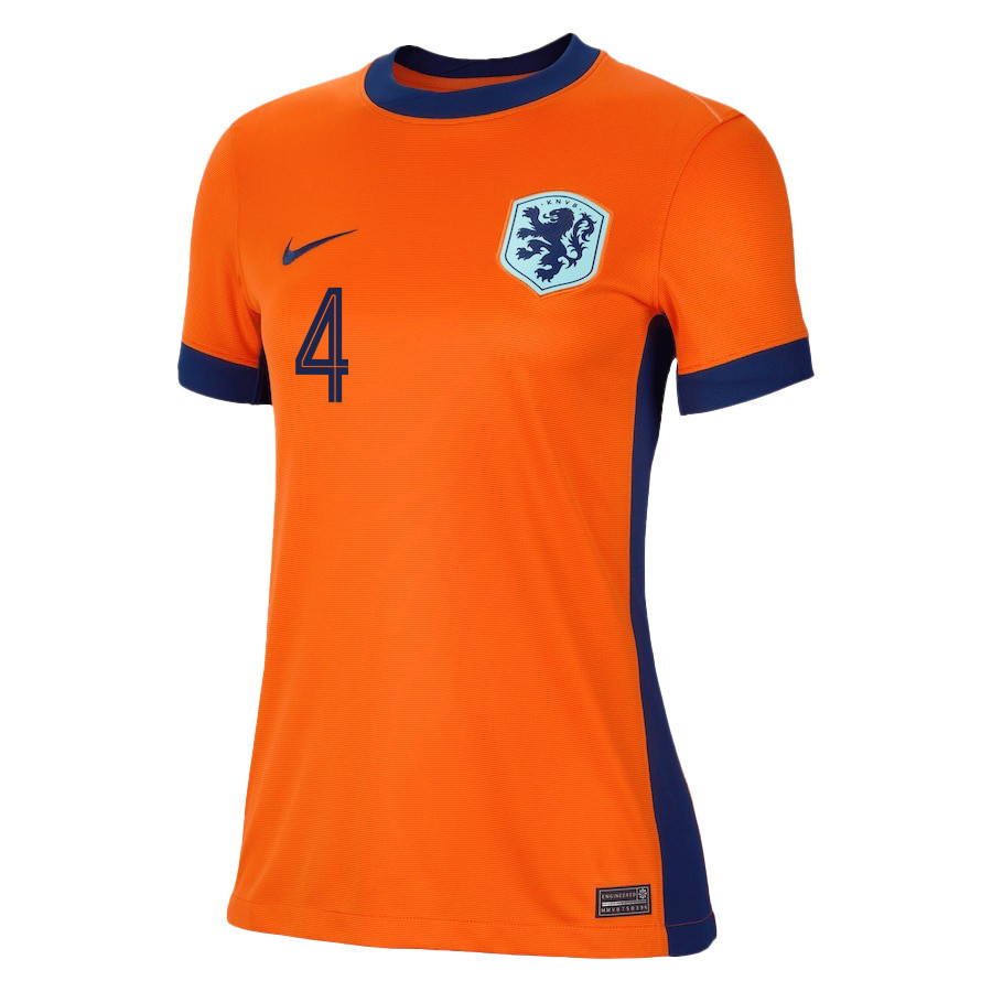 Virgil van Dijk 4 Netherlands National Team 2024/25 Home WOMEN Jersey - Orange