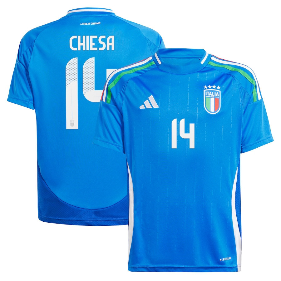 Federico Chiesa 14 Italy National Team 2024 Home YOUTH Jersey - Blue