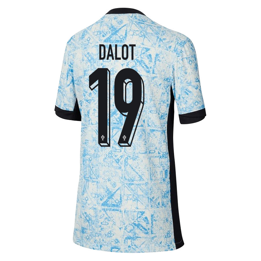 Diogo Dalot 19 Portugal National Team 2024/25 Away YOUTH Jersey - Cream/Blue