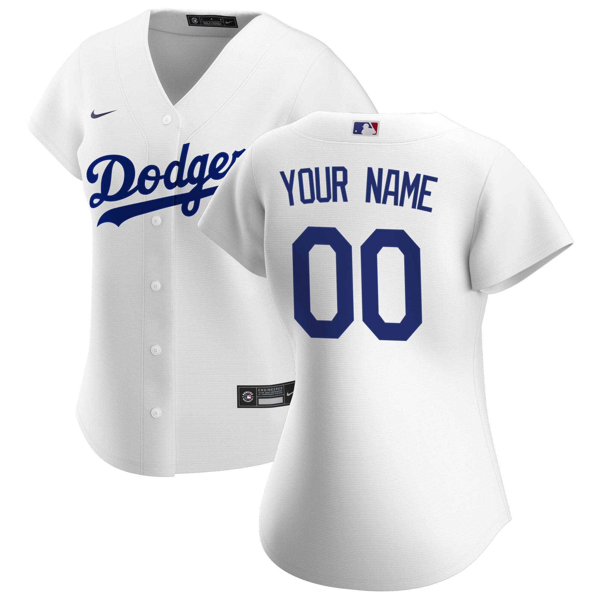Los Angeles Dodgers  Women's Home Replica Custom Jersey - White