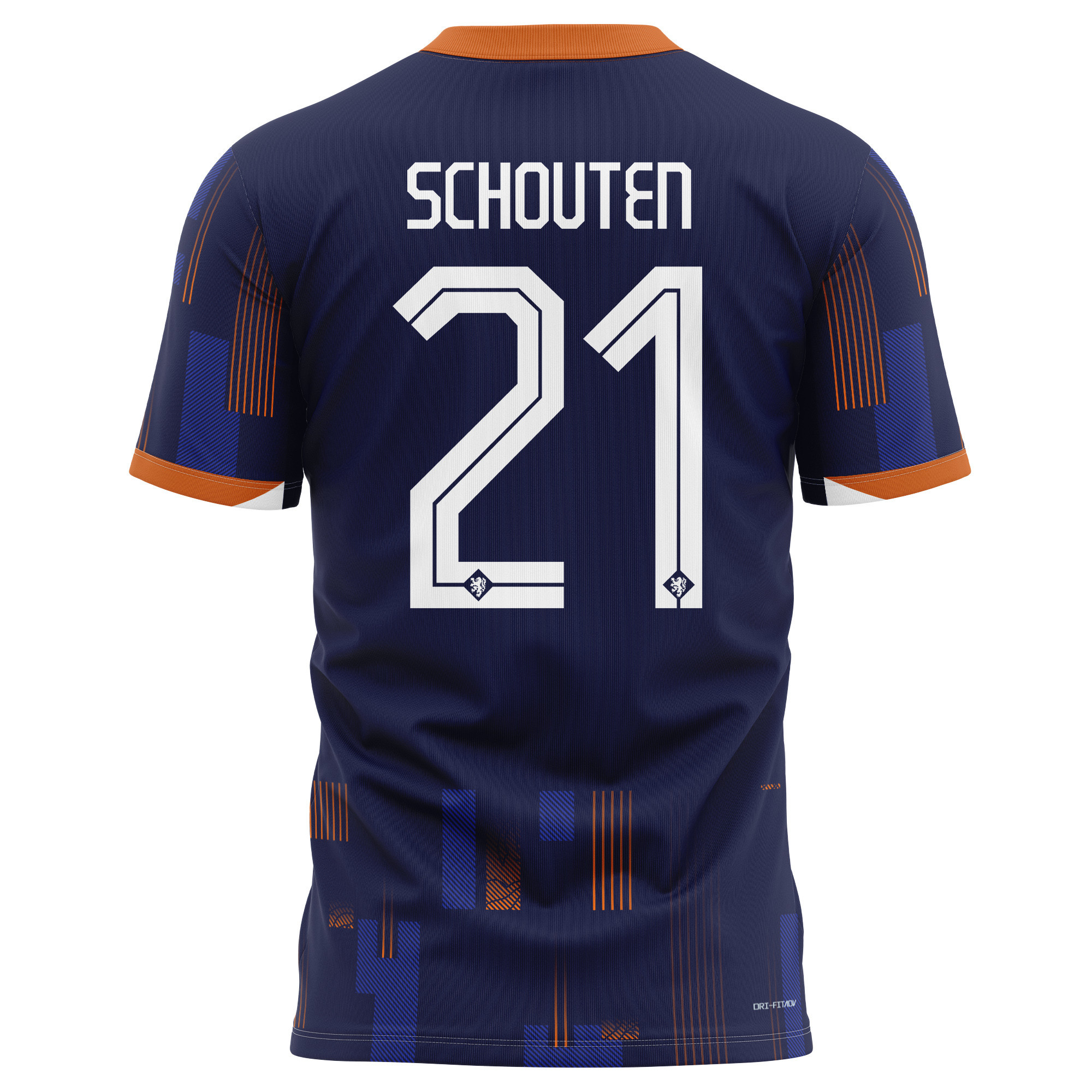Jerdy Schouten 21 Netherlands National Team 2024 Away Kits AOP T-shirt - Navy