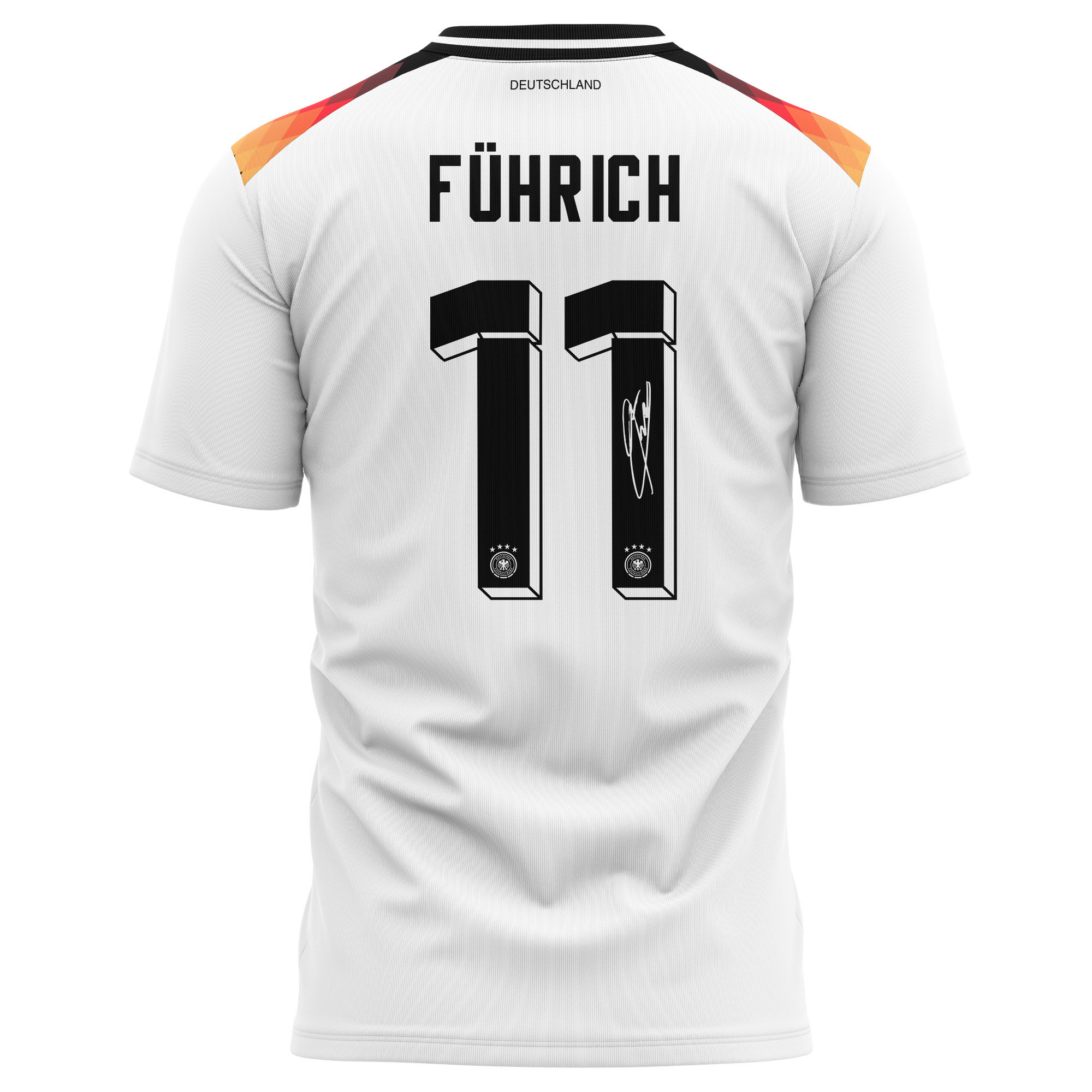 Chris Führich 11 Signed Germany National Team 2024 Home Kits AOP T-shirt Autographed- White