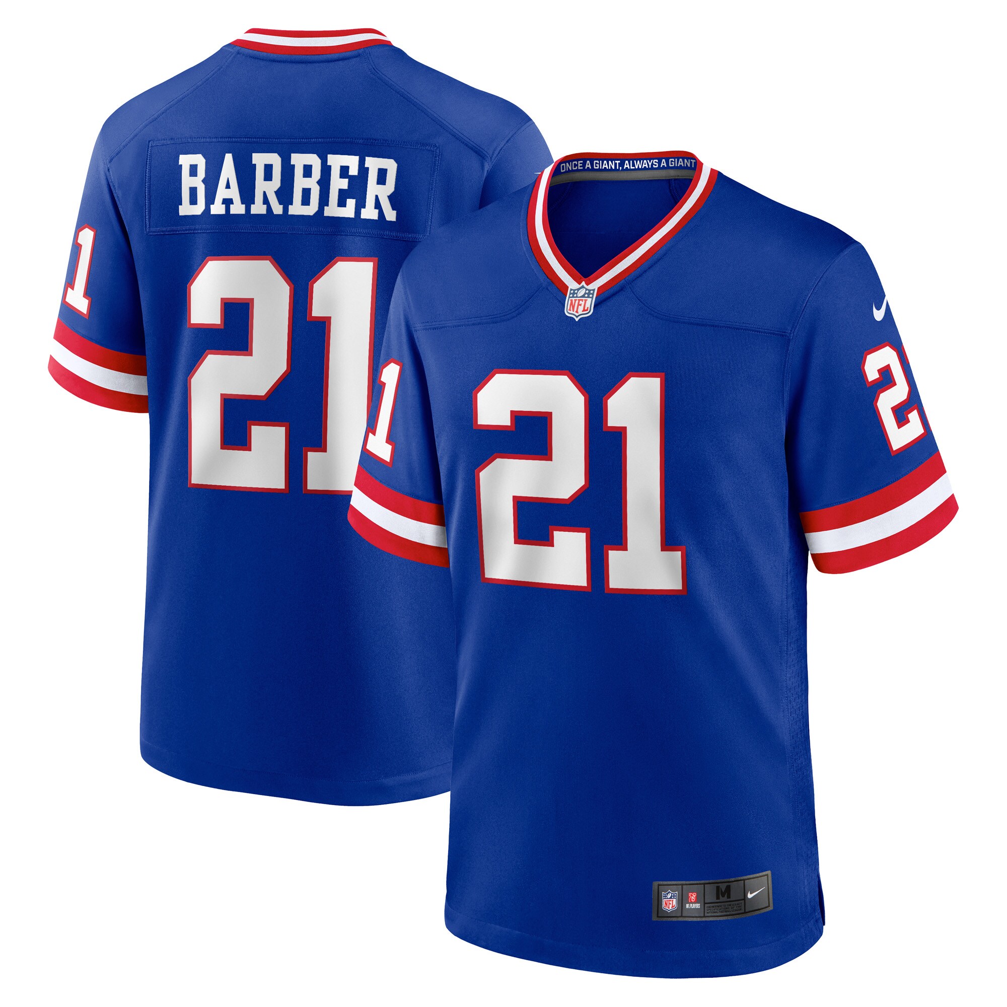 Tiki Barber New York Giants  Classic Retired Player Game Jersey - Royal