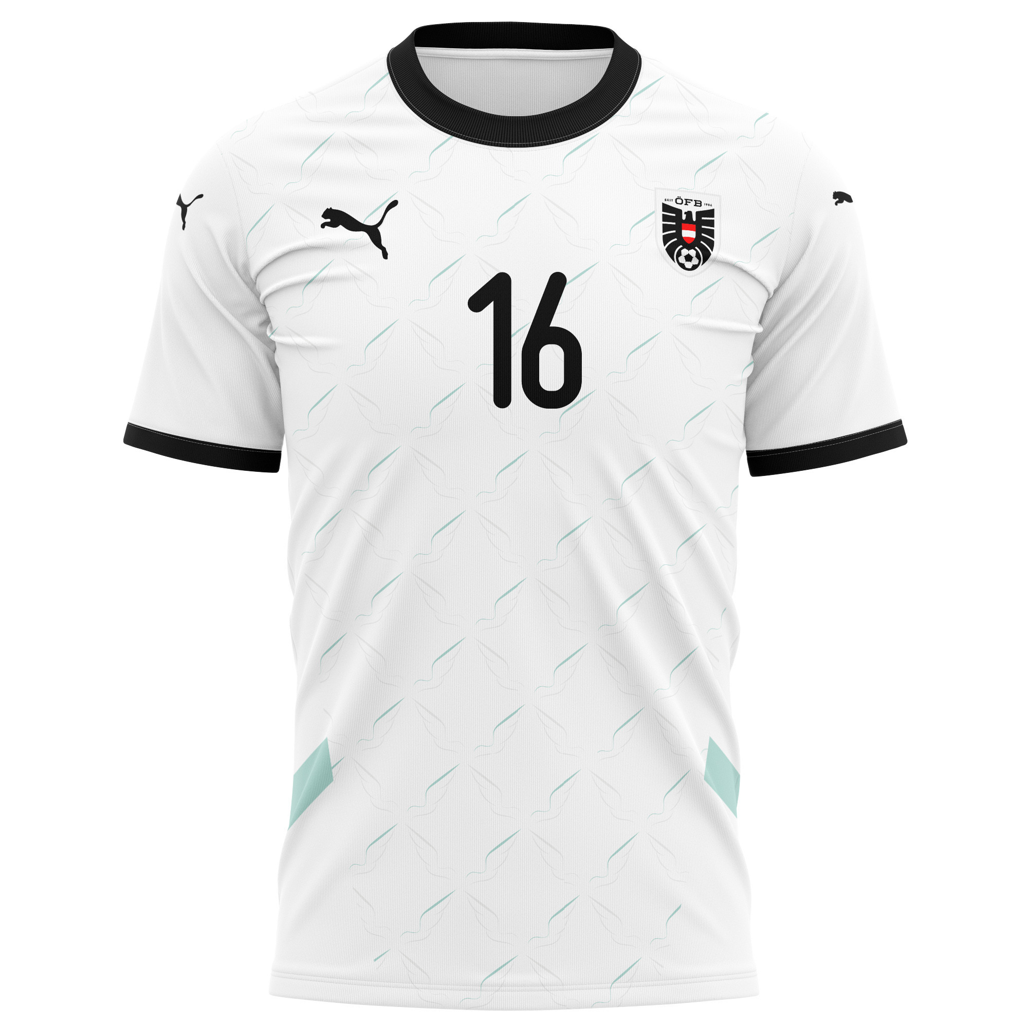 Phillipp Mwene 16 Austria National Team 2024/25 Away Kits AOP T-shirt - White