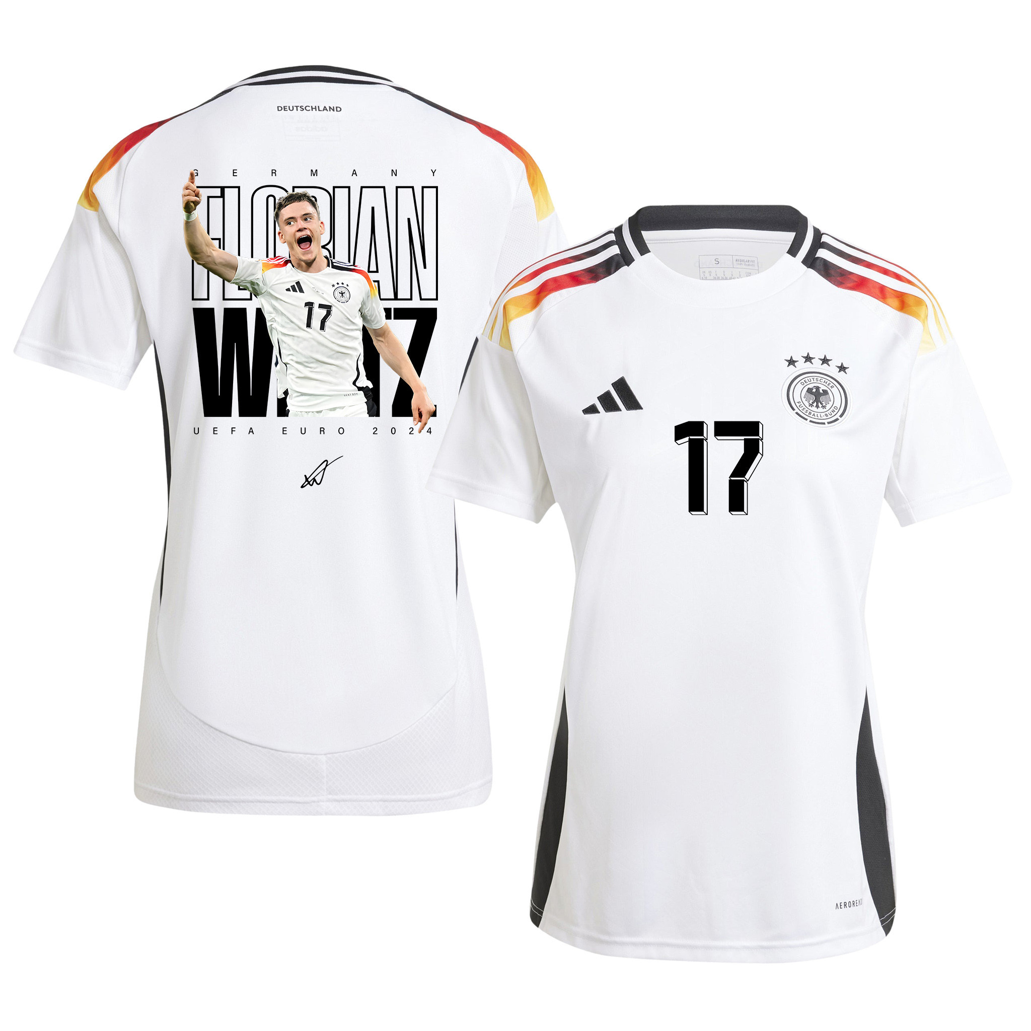 Florian Wirtz 17 Signed Rising Star Germany National Team 2024 Home WOMEN Jersey - White
