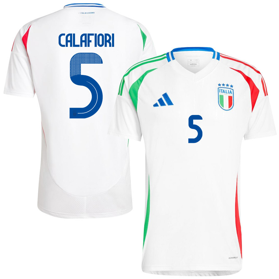 Riccardo Calafiori 5 Italy National Team 2024/25 Away Men Jersey - White