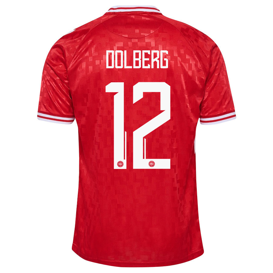 Kasper Dolberg 12 Denmark National Team 2024/25 Home Men Jersey - Red