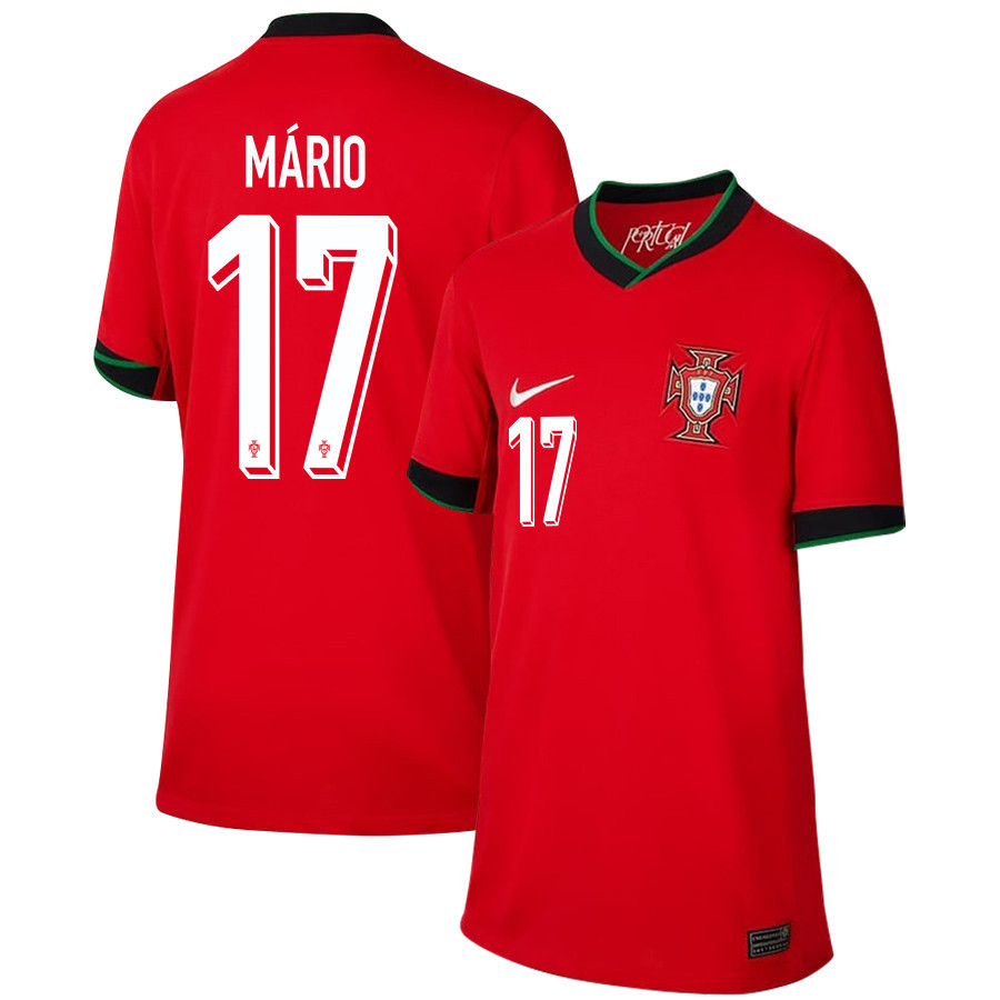 João Mário 17 Portugal National Team 2024/25 Home YOUTH Jersey - Red
